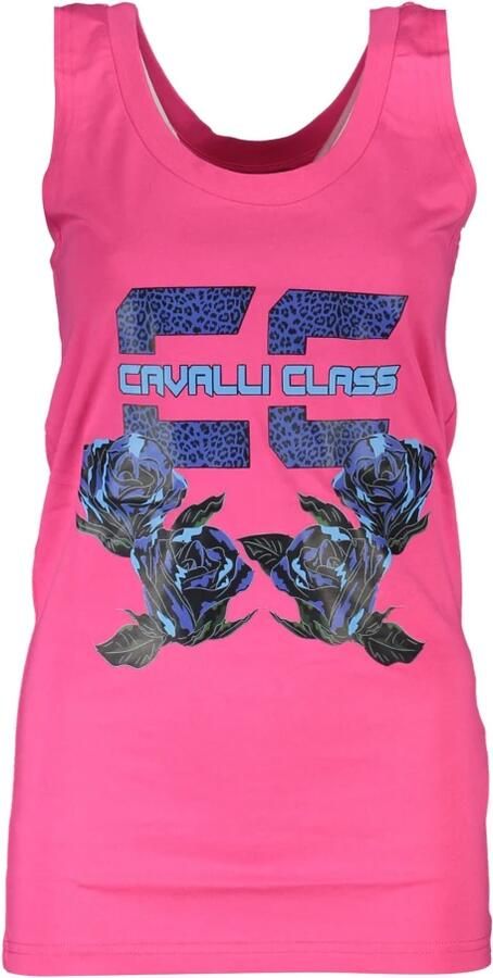 Cavalli Class Dames Tanktop Zwart Brede Schouder Ronde Hals Print Logo Black Dames - Foto 3