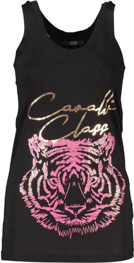 Cavalli Class Elegante bedrukte tanktop met brede schouders Black Dames