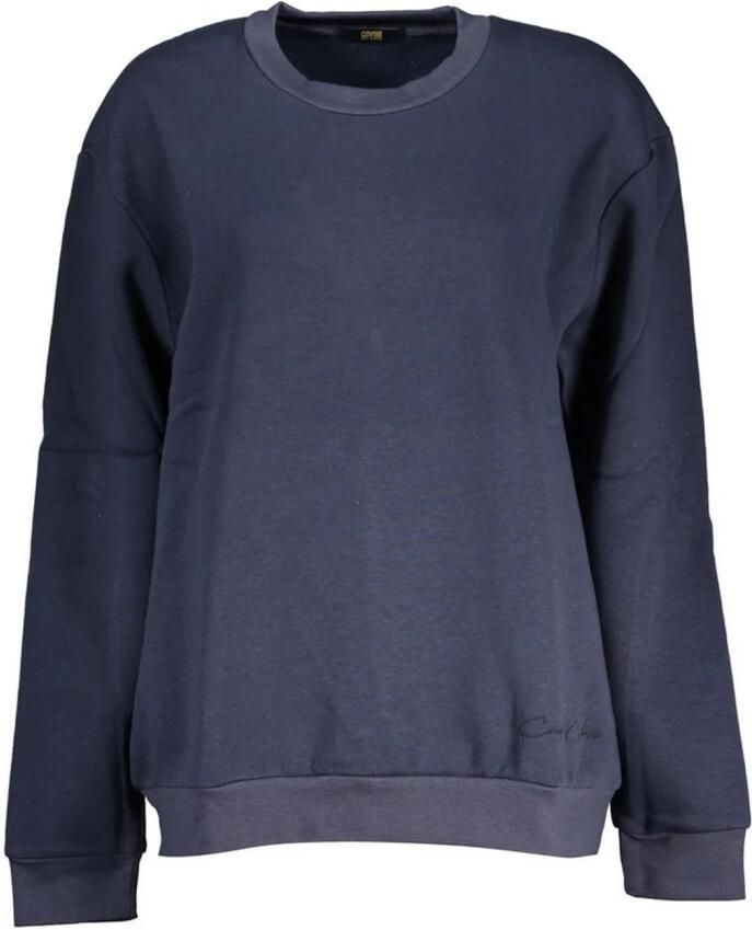 Cavalli Class Blauw geborduurd fleece sweatshirt Blue Dames
