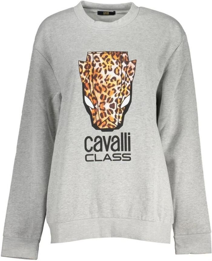 Cavalli Class Grijs Fleece Sweatshirt met Stijlvol Ontwerp Gray Dames