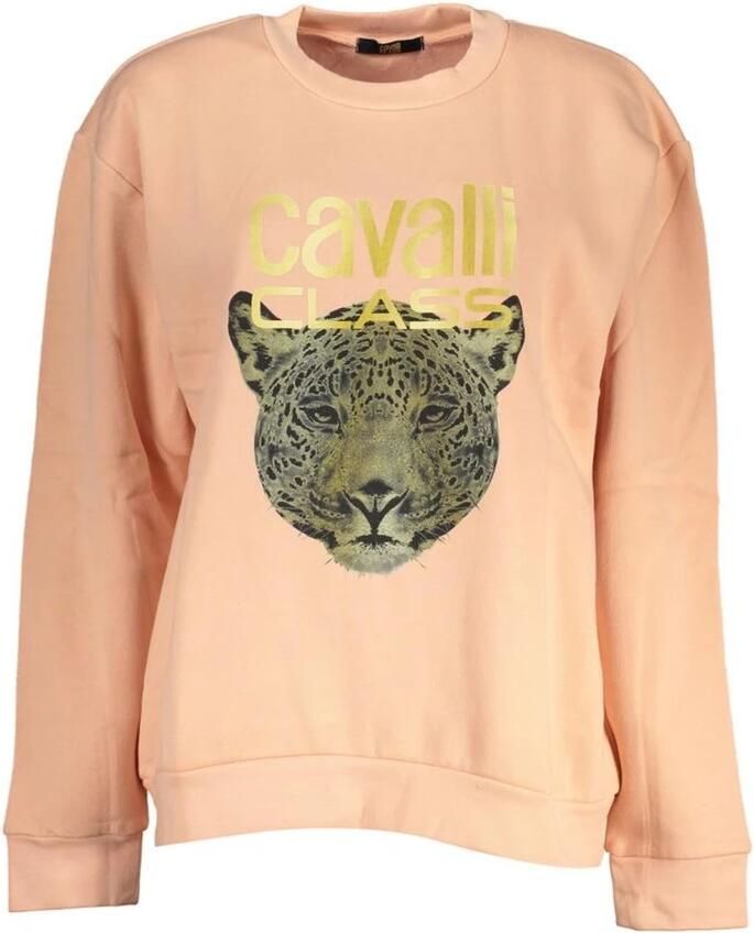 Cavalli Class Chique Roze Fleece Sweatshirt met Ronde Hals Pink Dames