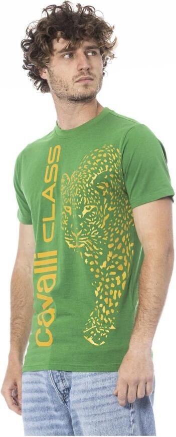 Cavalli Class Groene Katoenen Logo Print T-shirt Green Heren - Foto 5