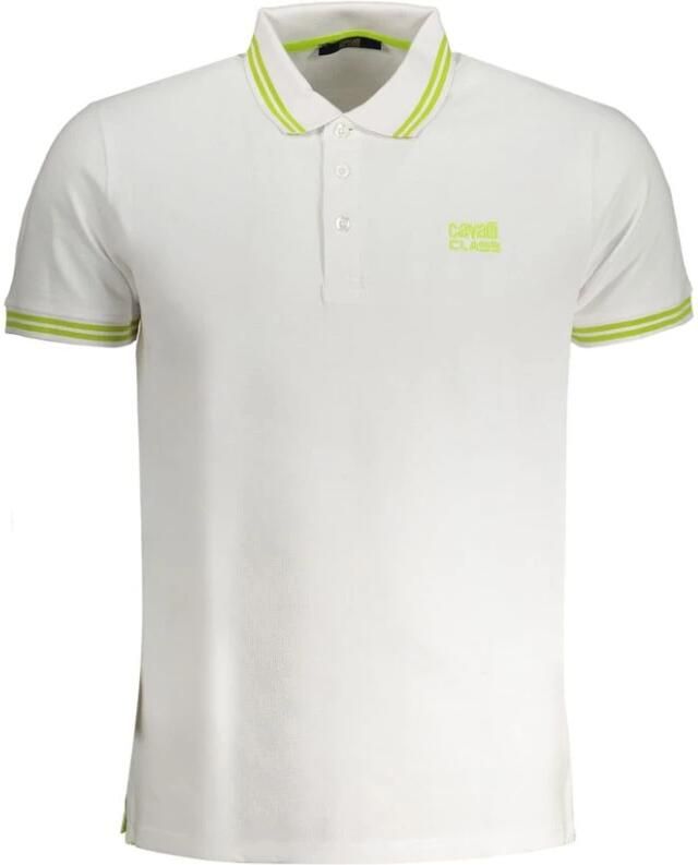 Cavalli Class Witte Katoenen Poloshirt met Korte Mouwen White Heren