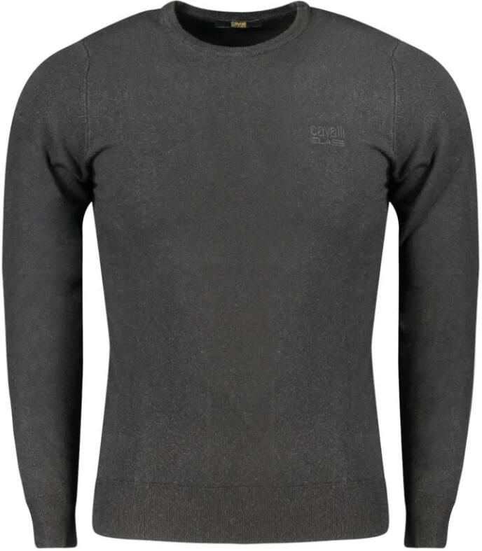 Cavalli Class Zwarte longsleeve met geborduurd logo Black Heren