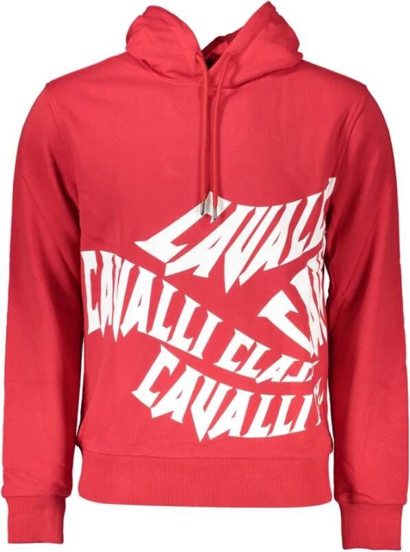 Cavalli Class Rode Katoenen Sweater met Capuchon Rood Heren