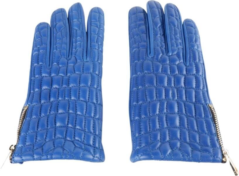 Cavalli Class Blue Lambskin Glove Blauw Dames