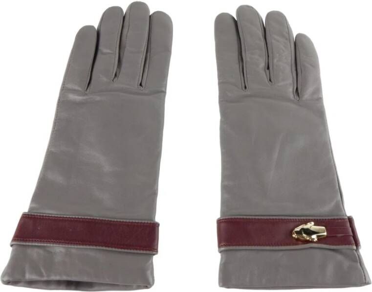 Cavalli Class Gray Lambskin Glove Grijs Dames