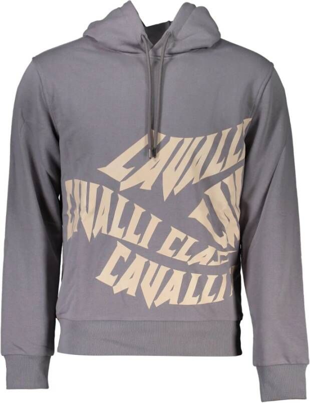 Cavalli Class Grijs sweatshirt met iconische logoprint Gray Heren