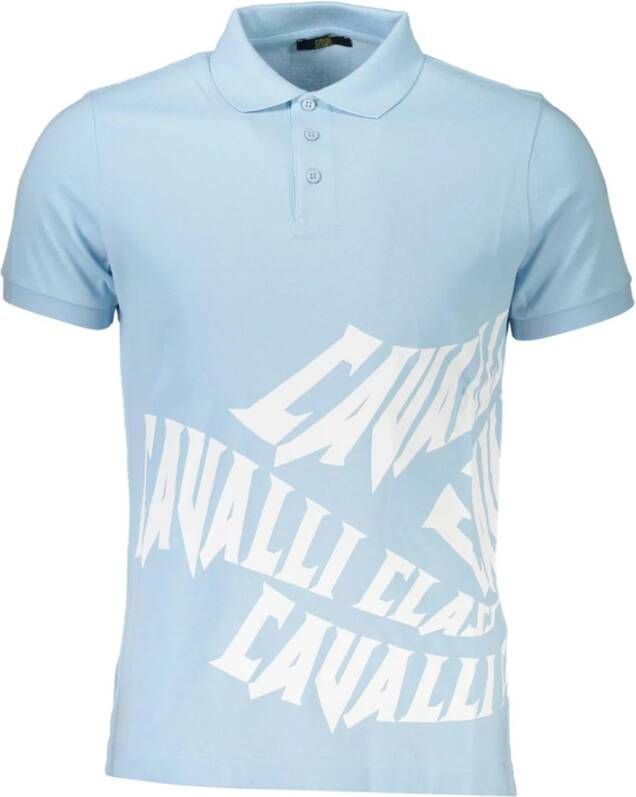 Cavalli Class Heren Logo Print Polo Shirt Blauw Heren
