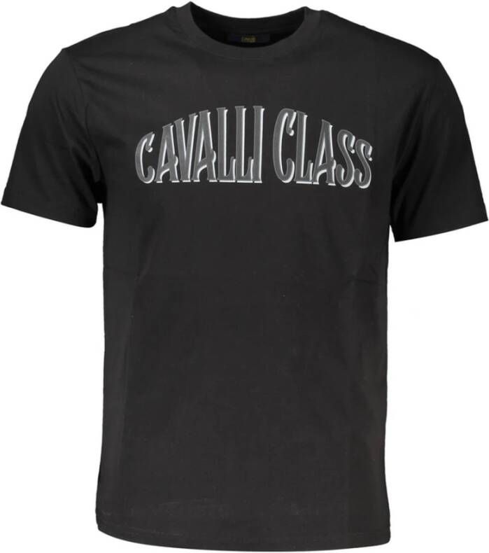 Cavalli Class Elegant katoenen T-shirt met prachtige print Black Heren
