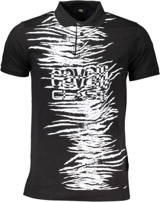 Cavalli Class Elegant Designer Polo Short Sleeve Shirt Black Heren