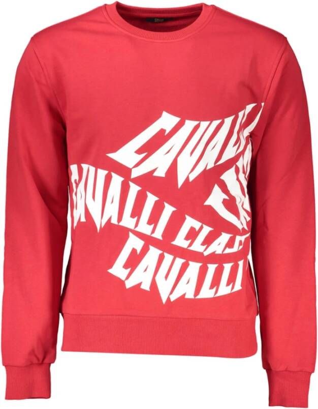 Cavalli Class Rode Katoenen Trui Lange Mouwen Regular Fit Rood Heren