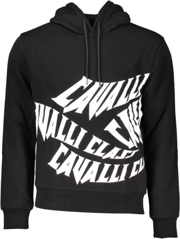 Cavalli Class Zwarte Katoenen Sweater met Capuchon Zwart Heren