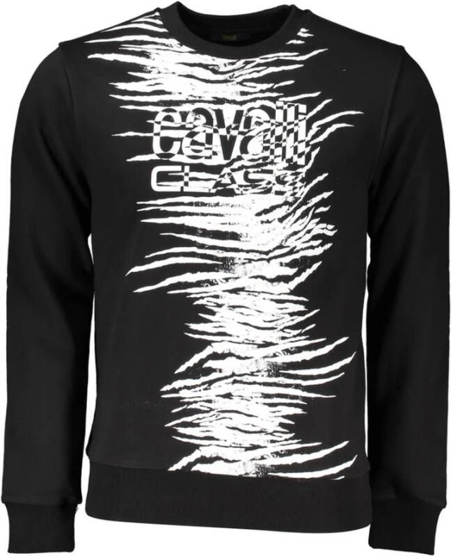 Cavalli Class Elegant langärmelig designer sweatshirt Black Heren