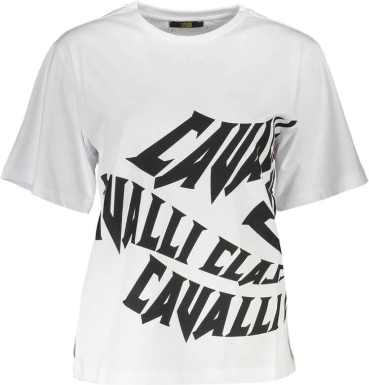 Cavalli Class Witte Katoenen Tops & T-Shirt Korte Mouwen Regular Fit Wit Dames