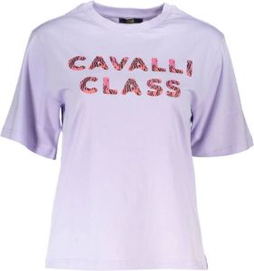 Cavalli Class Paarse Katoenen Tops & T-Shirt Korte Mouwen Regular Fit Paars Dames