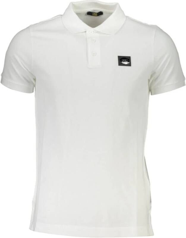 Cavalli Class Polo Shirt met Logo Applicatie en Print Design White Heren
