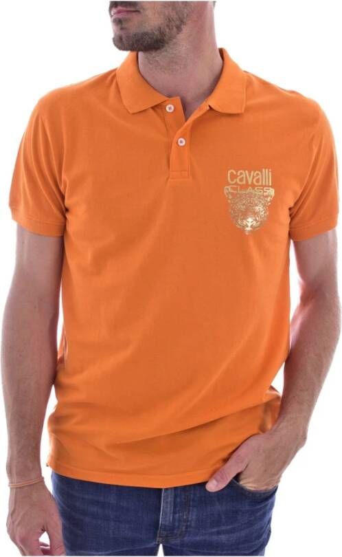 Cavalli Class Polo Shirt Oranje Heren