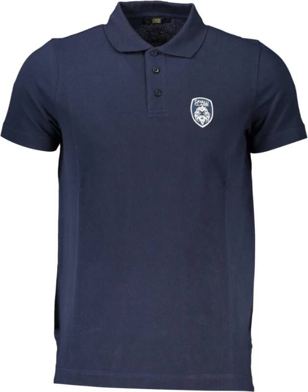 Cavalli Class Geborduurd Poloshirt Korte mouwen Regular Fit Blauw Heren