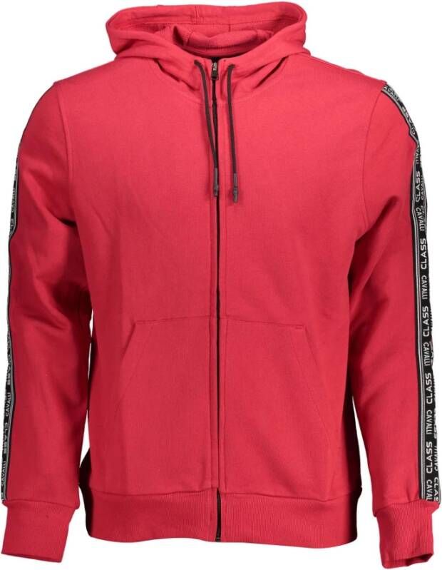 Cavalli Class Stijlvol roze sweatshirt met capuchon en contrastdetails Red Heren