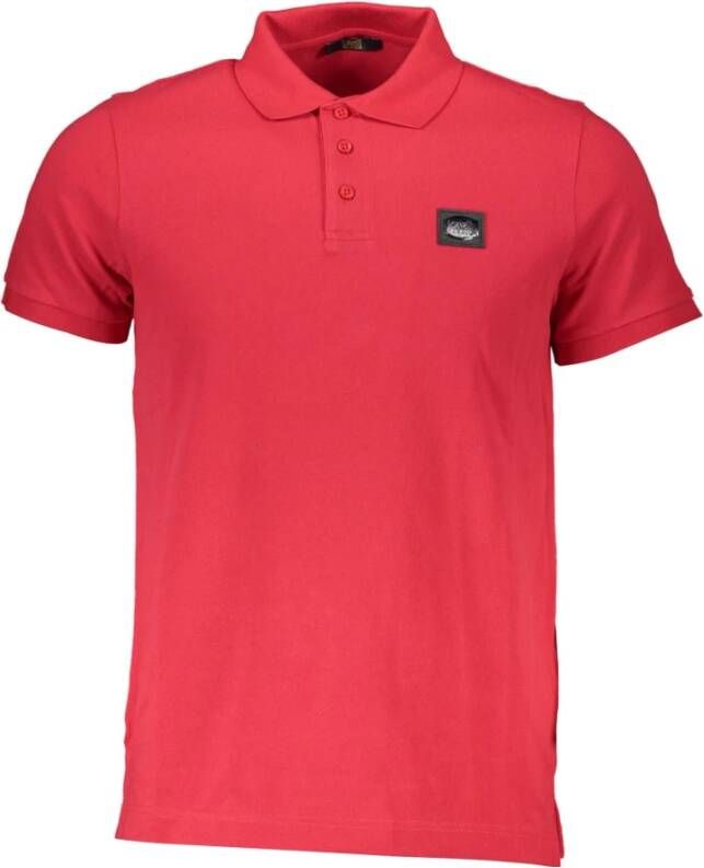 Cavalli Class Elegante Roze Katoenen Polo met Stijlvolle Details Red Heren