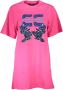 Cavalli Class Roze Katoenen Jurk Korte Mouwen Ronde Halslijn Print Pink Dames - Thumbnail 1