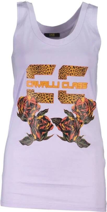 Cavalli Class Elegante paarse tanktop met brede schouders Purple Dames