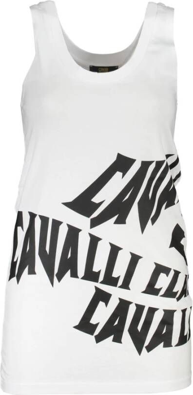 Cavalli Class Elegante Bedrukte Tanktop met Brede Schouders White Dames