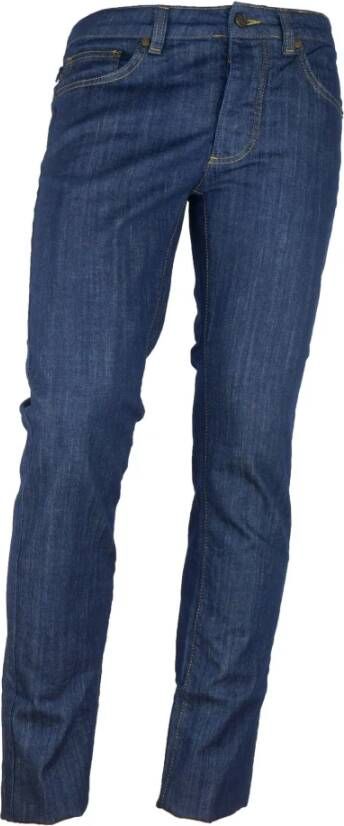 Cavalli Class Donkere Denim Regular Fit Jeans met Geborduurde Patch Blue Heren
