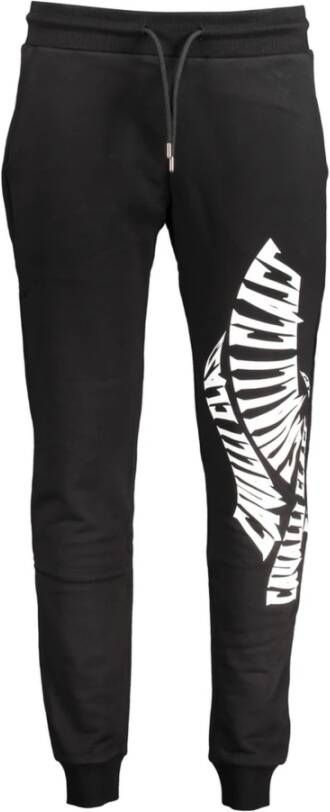Cavalli Class Sportieve broek met geborstelde textuur en elastische tailleband Black Heren