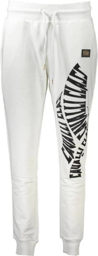 Cavalli Class Sportieve Geborstelde Broek met Elastische Taille White Dames