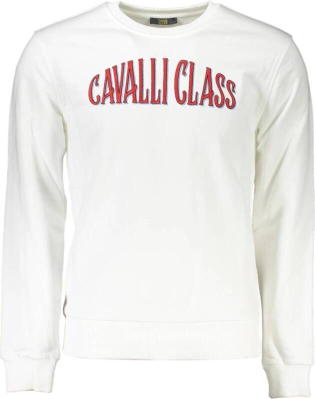 Cavalli Class Witte Katoenen Trui Lange Mouwen Regular Fit Wit Heren