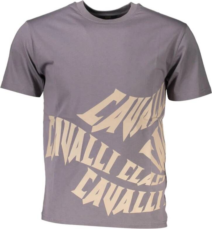 Cavalli Class Stijlvol Logo Print T-Shirt Grijs Heren