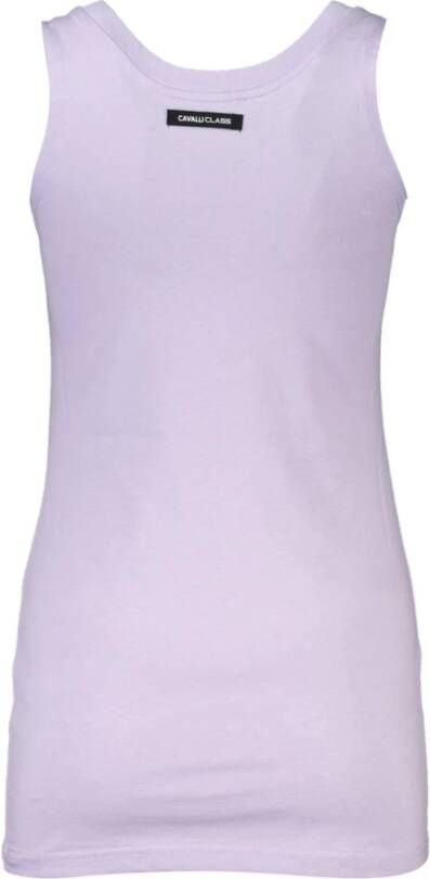 Cavalli Class Paarse Katoenen Tanktop met Print Purple Dames