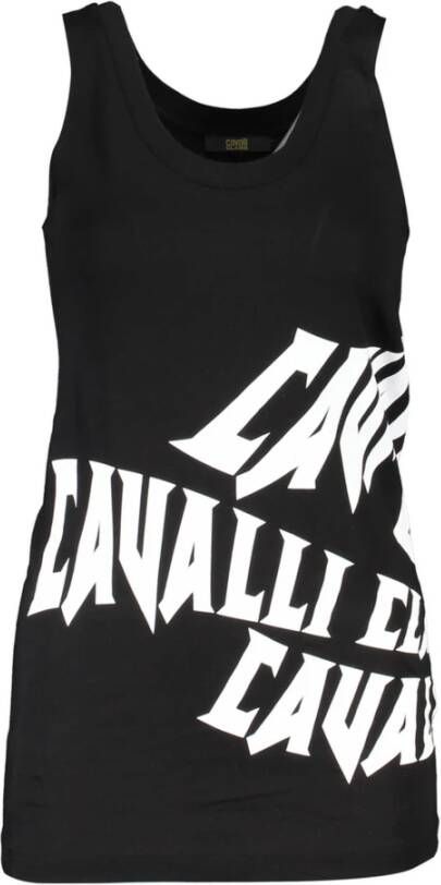 Cavalli Class Chique Bedrukte Tanktop Brede Schouders Black Dames