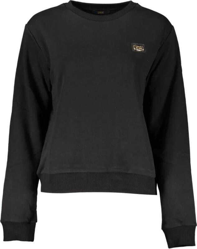 Cavalli Class Zwarte katoenen trui met logo print Zwart Dames