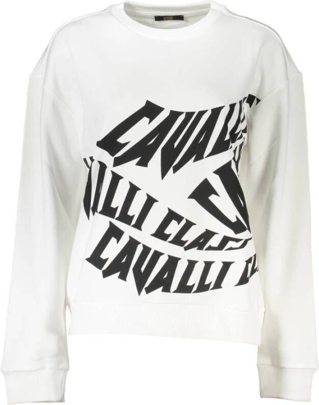 Cavalli Class Witte Katoenen Trui Lange Mouwen Regular Fit White Heren