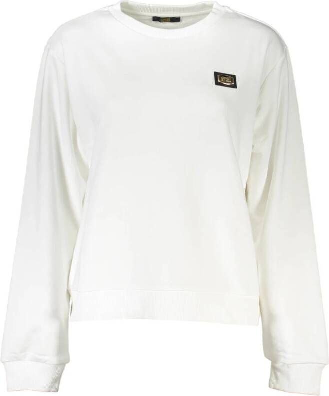 Cavalli Class Chique wit geborsteld gezellig sweatshirt White Dames