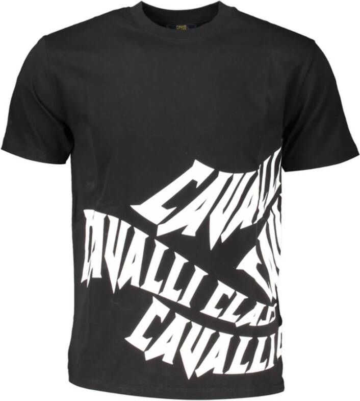 Cavalli Class T-shirt met bedrukt logo Zwart Heren