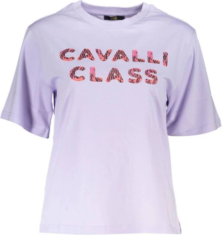 Cavalli Class Paarse Katoenen Tops & T-Shirt Korte Mouwen Regular Fit Paars Dames