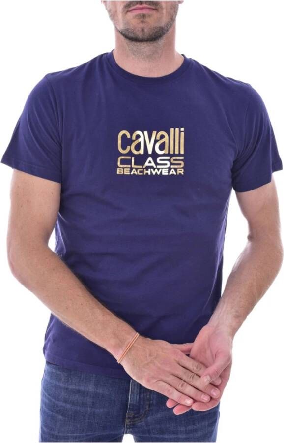 Cavalli Class T-Shirts Paars Heren