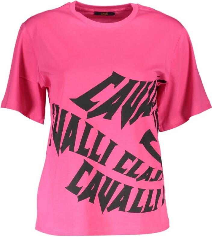 Cavalli Class Stijlvol Logo Print T-shirt Roze Dames