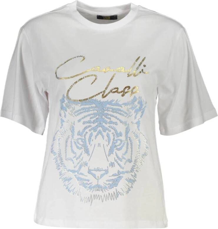 Cavalli Class Witte Katoenen Tops & T-Shirt Korte Mouwen Regular Fit White