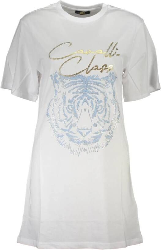Cavalli Class Witte Katoenen Tops & T-Shirt Korte Mouwen Regular Fit Wit Dames