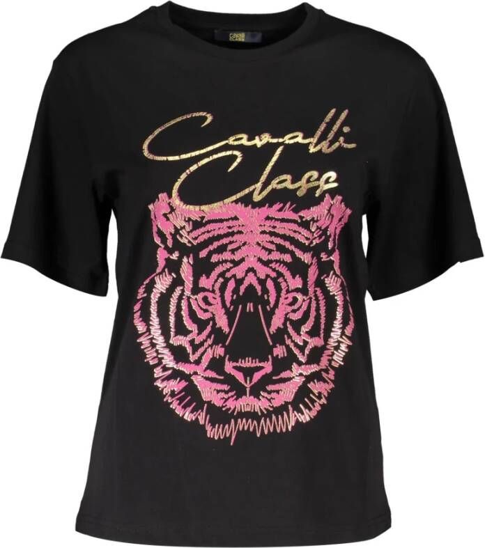 Cavalli Class Korte Mouw Ronde Hals T-Shirt Vrouwen Zwart Black Dames