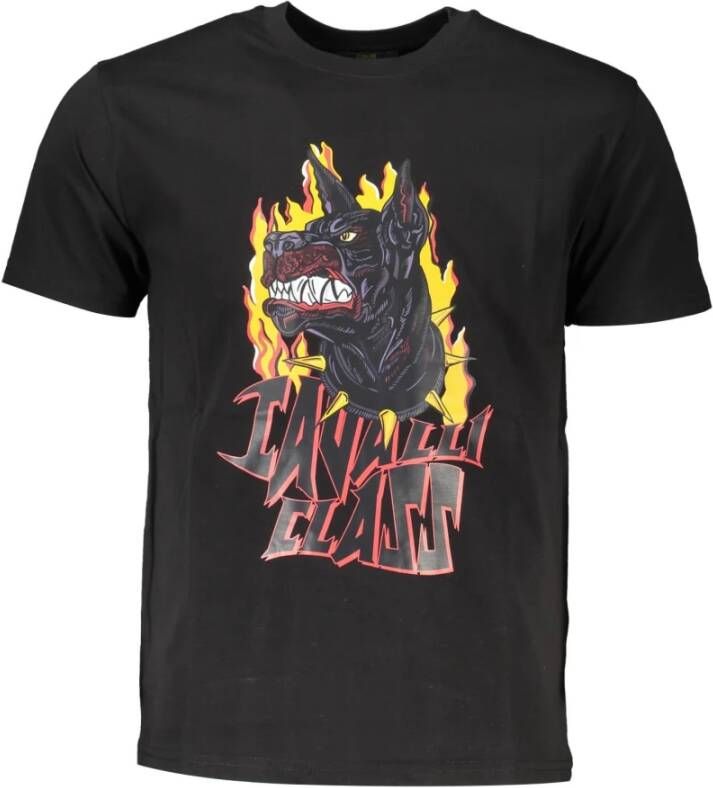 Cavalli Class Zwart T-shirt voor heren korte mouwen regular fit Zwart Heren