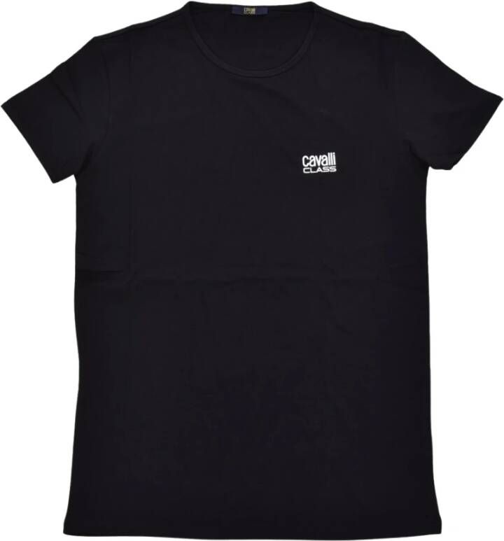Cavalli Class Korte Mouw T-Shirt Zwart Mannen Logo Print Black Heren