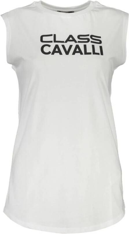 Cavalli Class Witte Katoenen Tanktop met Print Wit Dames