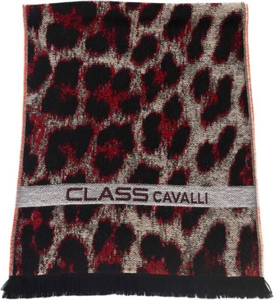Cavalli Class Bordeaux Animalier Fantasy Logo Sjaal Multicolor Heren