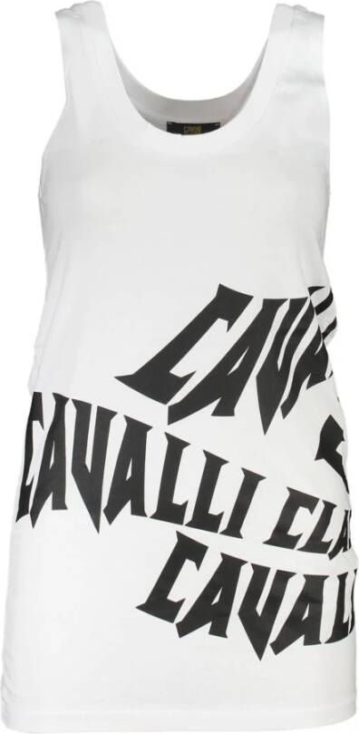 Cavalli Class Witte Katoenen Tanktop met Print Wit Dames